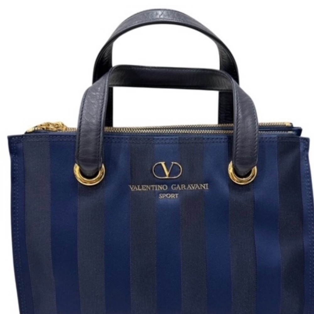 Valentino Garavani Navy Blue Striped Women's Sport Handbag